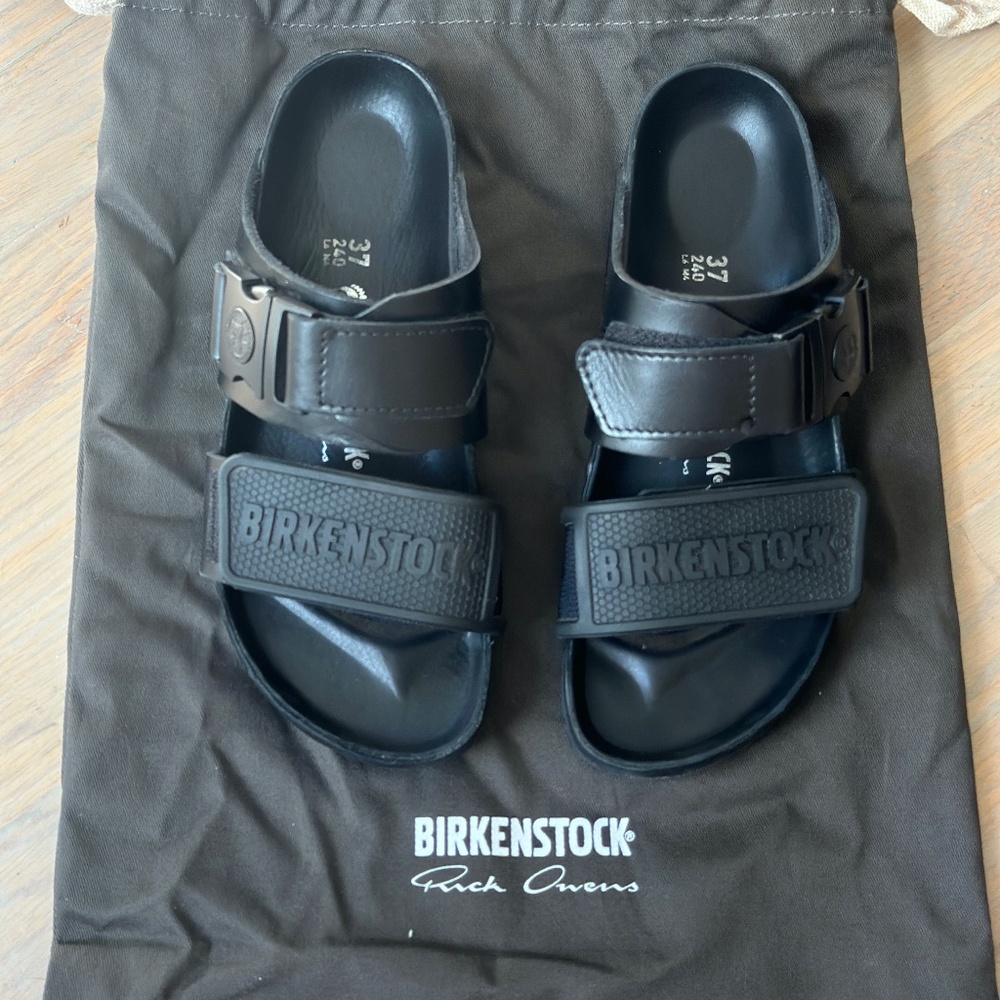 Birkenstock x Rick Owens Rotterdam Sandals Women Black Leather Size 37